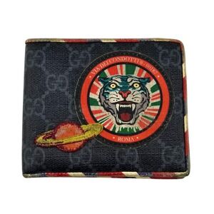Gucci GG Supreme Courrier Tiger Planet Bifold Wallet Black